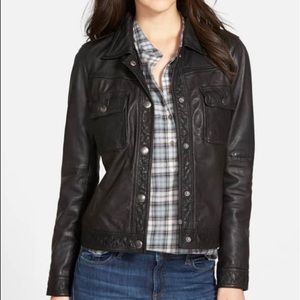 Treasure & Bond Leather Trucker Jacket